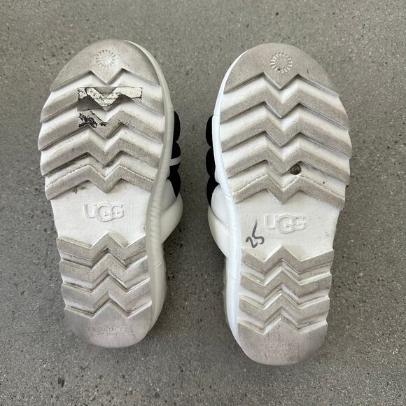 Ugg Maxi Slide Logo Quilted Puff Platform Slipper Sandals Retro White/Black - Picture 12 of 13
